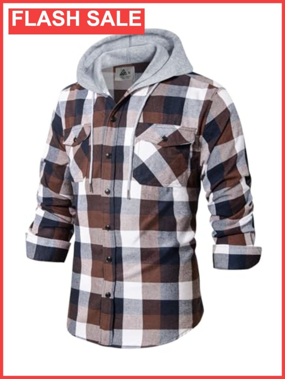Men's Plaid Flannel Hoodie Button Down Western Shirt Long Sleeve